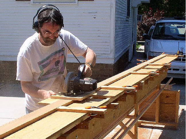 cutting cedar strip planks Collared and leashed blowjob